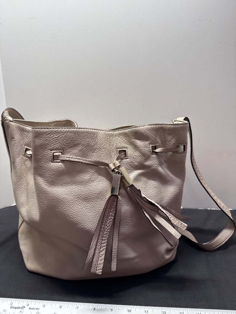Kate Spade New York Flaws Grey Street Cooper Pebbled Leather Bucket Bag Tassels